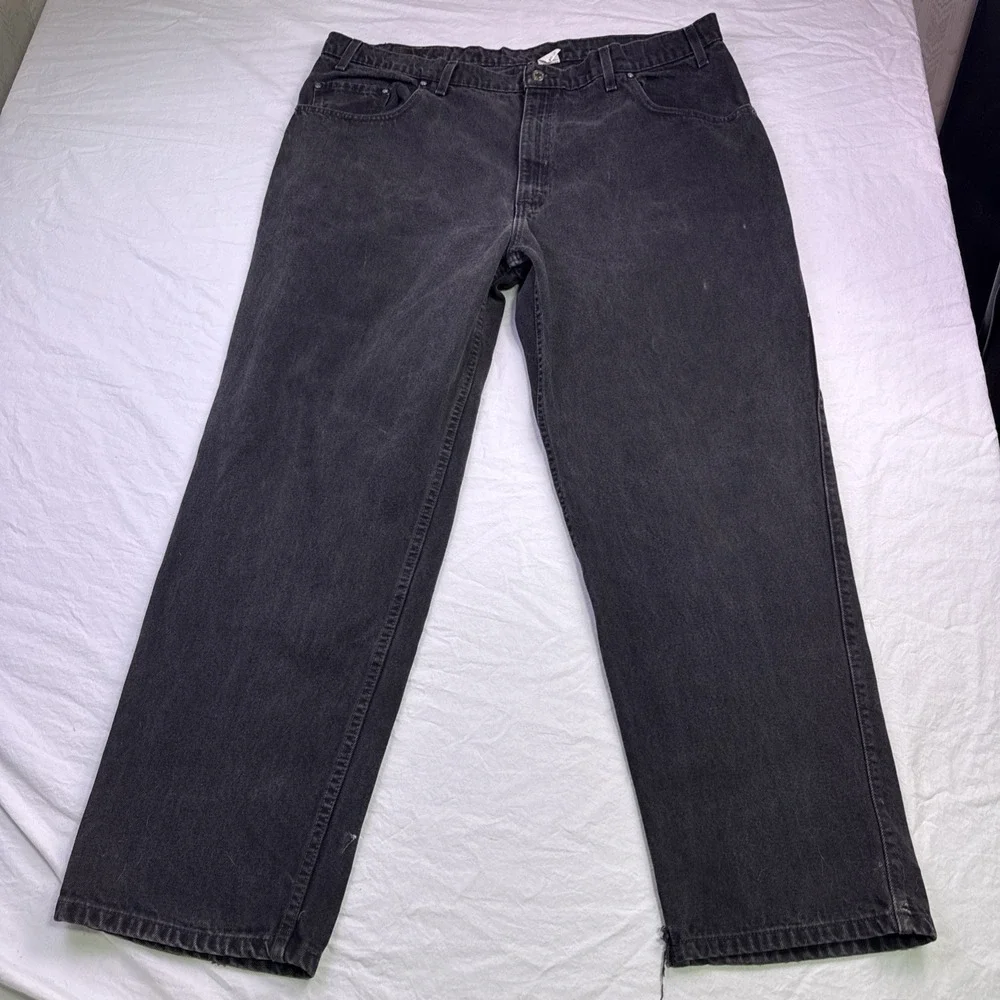 VTG Men's LEVI's 545 Black Denim Jeans Loose Fit Labeled 44x32 org tab flaw